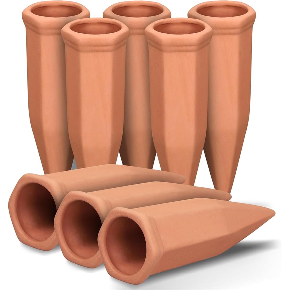 Ctrlzs Self-Watering Planter Insert, Wine Bottle Watering Spikes, Terracotta Watering Spikes 8-Pack For Outdoors Indoor Plants
