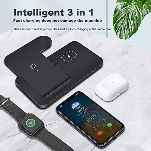 Wireless Charger 3 in 1 Charging Station with QC3.0 Adapter for iPhone 14 13 12 11 Pro Max/X/Xs Max/XR/8 Plus, Air Pods 2/Pro/3,iWatch 8/7/6/5/4/3/2,Samsung Galaxy S22 S21 S20 Note 20, Galaxy buds
