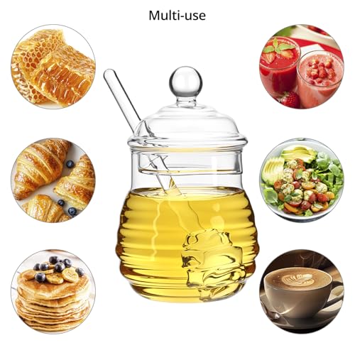 QWORK® 300ml Honiggläser mit Deckel, Honigglas mit Honiglöffel, für Zuhause Küchenevents