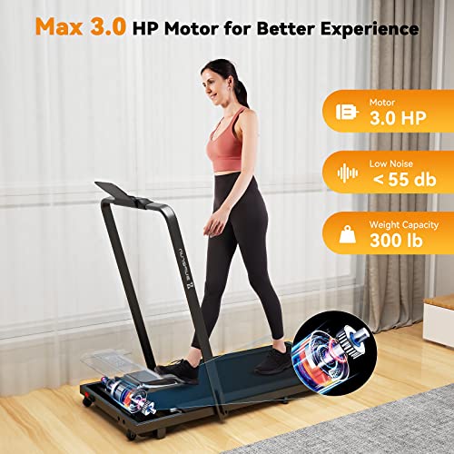 Superun 2 In 1 Under Desk Treadmill, 3.0Hp Folding Treadmill With 300 Lbs For Home, Portable Compact Walking Pad With 12 Programs (Black) #TOP2