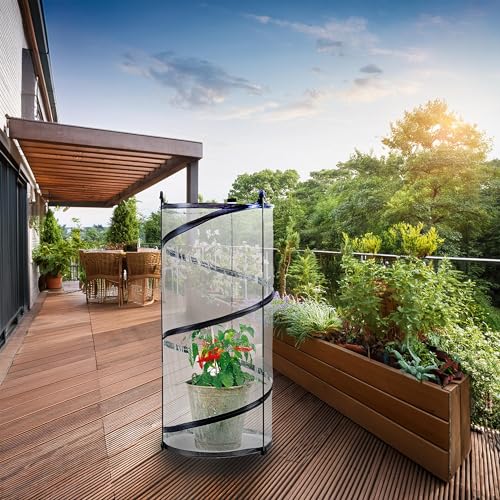 TOPCENT Pop-Up-Gewächshaus 50 x 110 cm rund Mini-Gewächshaus