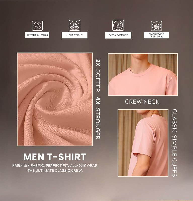 Image of Sleepynuts Men's Regular Fit Round Neck Half Sleeves Solid Casual Wear T-Shirt