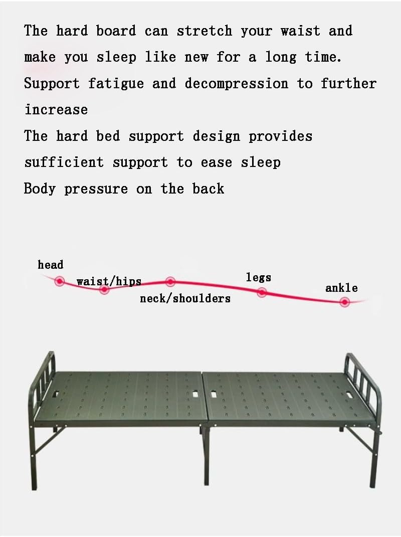 Steel Folding Camping Cot Outdoor Metal Beds Folding Bed,Single Bed Frame Metal Bunk Bed with Mattress Bedroom Furniture