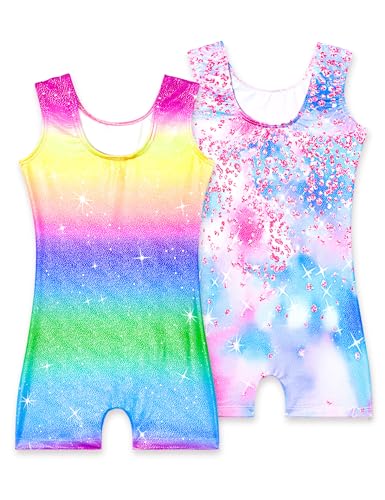 Image of 2 Pack Leotard for Girls Gymnastics Sparkly Sleeveless Unitards