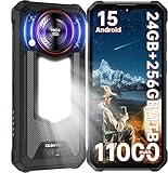 OUKITEL WP53 Pro Outdoor Handy Android 15-11000mAh Outdoor Smartphone Ohne Vertrag 24GB + 256GB, 6.52” Display 128dB Lautsprecher Baustellenhandy mit 900 Lumen Campinglampe, NFC/GPS/Face ID, Schwarz