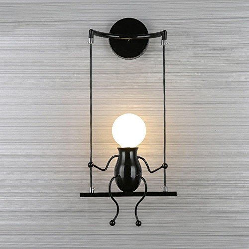 Lampe Murale Moderne Mode Applique Murale Créatif Simplicité Design Appliques pour Chambre d'enfant Couloir Décoratives Eclairage Lampe Douille E27*1 max. 40W , Noir