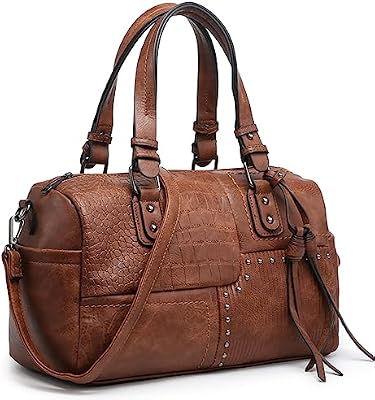 Dasein Women Soft Vegan Leather Barrel Bag - Large Hobo Work Tote and Shoulder Purse (Coffee)