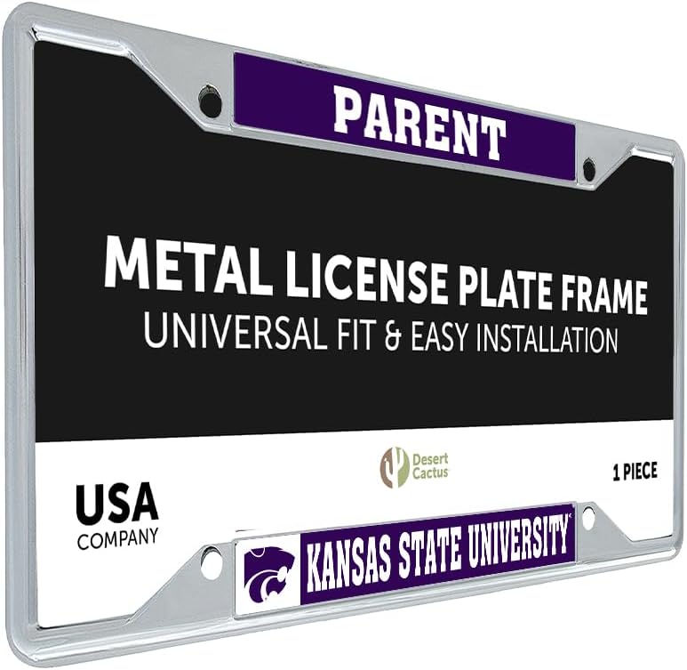 Desert Cactus Kansas State University Car Accessories Wildcats Metal License Plate Frame and Tag Holder for Front or Rear of Car (Parent)