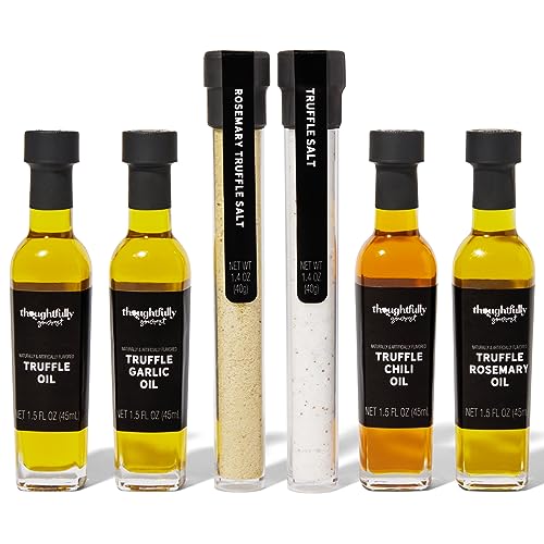Image of Thoughtfully Gourmet, Truffle Salt & Olive Oil Gift Set, Includes 4 Premium Extra Virgin Olive Oil, 2 Truffle Salts with Real Truffles, Set of 6