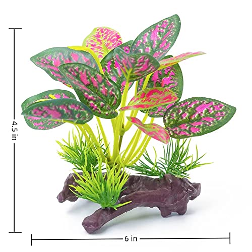 MRTIOO Reptile Artificial Plants, Terrarium Plants Decorations Supplies, Rainforest Ground Plant, Amphibian Habitat Hideout Tank Accessories (A)