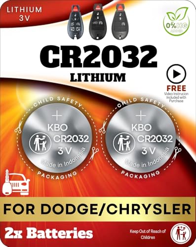 CR2032 Key Fob Battery for Chrysler - 2-Pack OEM Quality