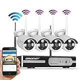 [Expandable System]Wireless Security Camera System,SMONET 8CH 960P HD Wireless Network IP Security Camera System,4pcs 960P Indoor/Outdoor IP cameras,65ft Night Vision,P2P,Easy Remote View,No HDD