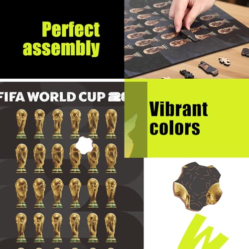 Image of FIFA World Cup 2026 Wooden Jigsaw-Puzzle,Gift for Soccer Fan-360 Trophy | Official Licensed,5MM Thick Soccer puzzles,Long-Lasting Display sports memorabilia collector,300 Pieces Irregular Shape