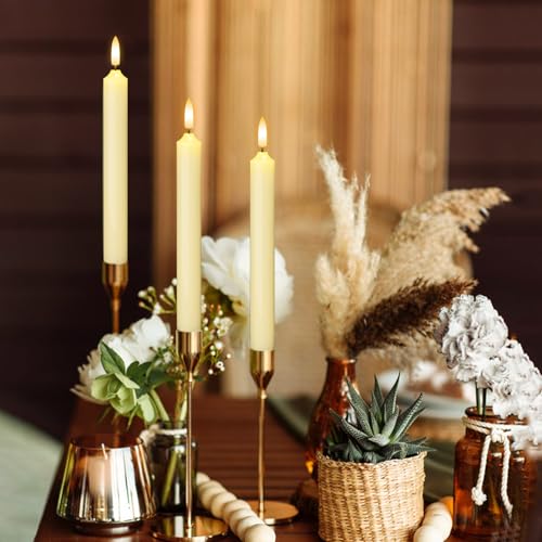 Image of GenSwin Flameless Taper Candles with Remote, LED Taper Candles Battery Operated with Timer, 6 Pack Battery Candlesticks with 3D Flame for Home Decor(Ivory, 0.78 inchx8.3 inch)