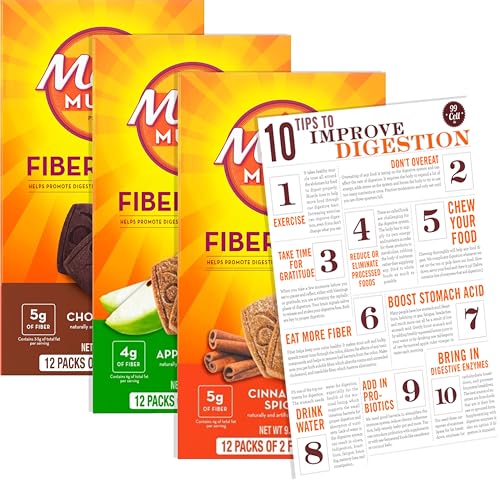 Fiber Thins - Barras de fibra de psyllium para apoyo a la salud digestiva, variedad y Bleam, tarjeta de consejos para la salud digestiva, manzana crujiente, especias de canela, chocolate, paquete