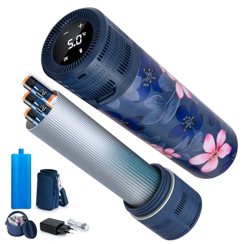 SUNMON Pochette Isotherme Insuline Electrique, 2-8℃ Affichage de Température Réfrigérateur Portable Insuline avec USB, Température Réglable, Glaciere Insuline Voyage Rechargeable pour Diabetique