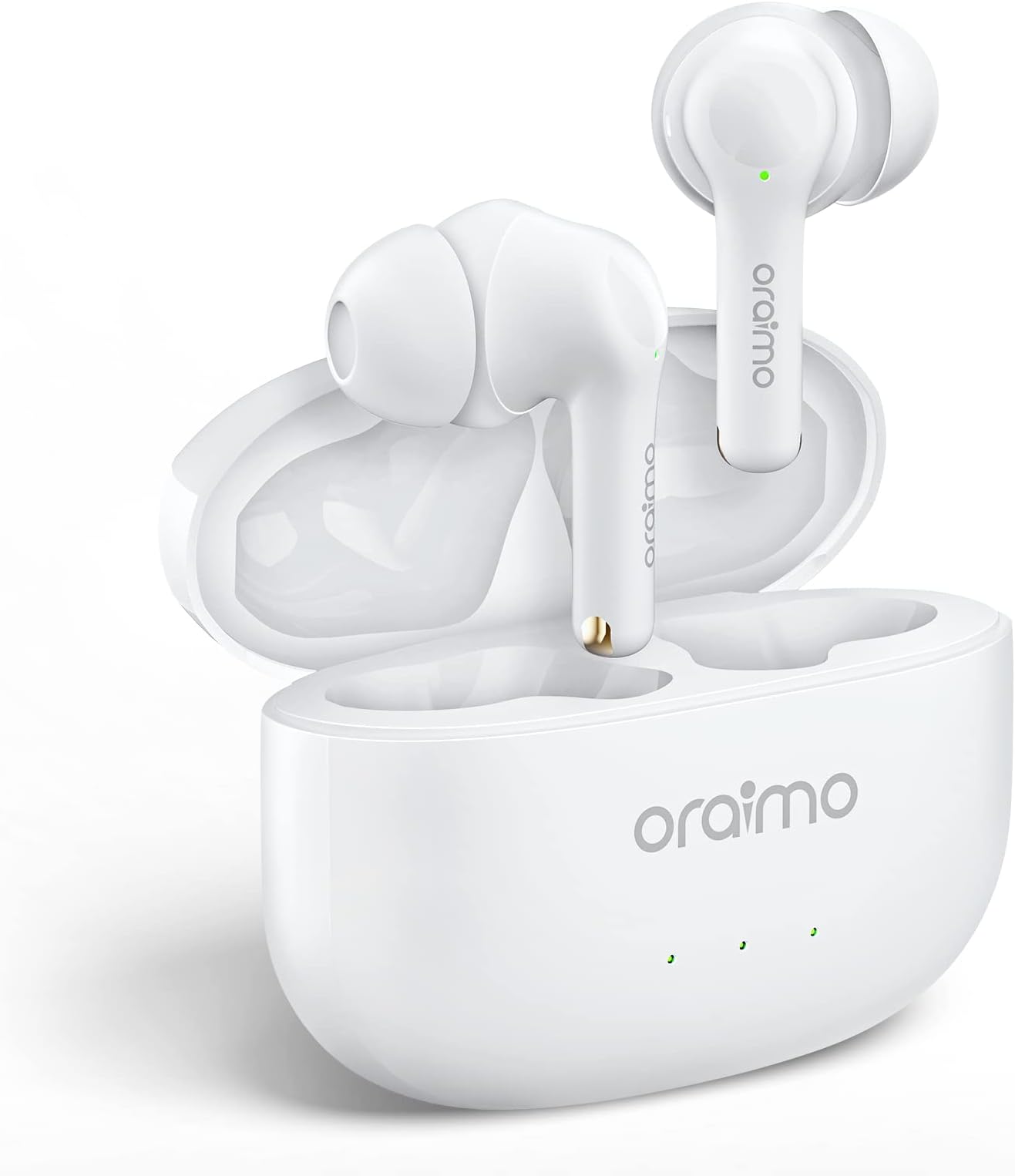 Oraimo FreePods 3C ENC Calling Noise Cancellation, powerful bass 4 mics, Long Playtime True Wireless Earbuds IPX5-Water Resistant, Via App White