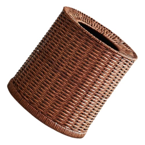 Corbeille à Papier Vintage Rotin Poubelle Salle de Bain Ronde