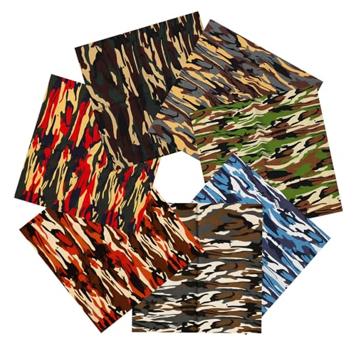 Carrés de tissu coton pour patchwork motifs camouflage et fleurs rétro sans gâchis