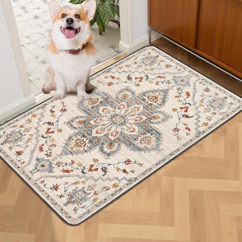 SCLOSE Washable Pee Pad for Dogs, 32\" x 24\" Reusable Puppy Pads Waterproof Dog Rugs, Super Absorbent, Leakproof, Dog Crate Pad, Playpen Mat, Whelping Pads, White Medallion