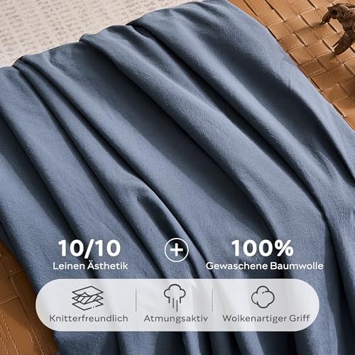 JELLYMONI Kopfkissenbezug 80x80cm Baumwolle 2er Set Blau Oeko-Tex – Ansicht 6