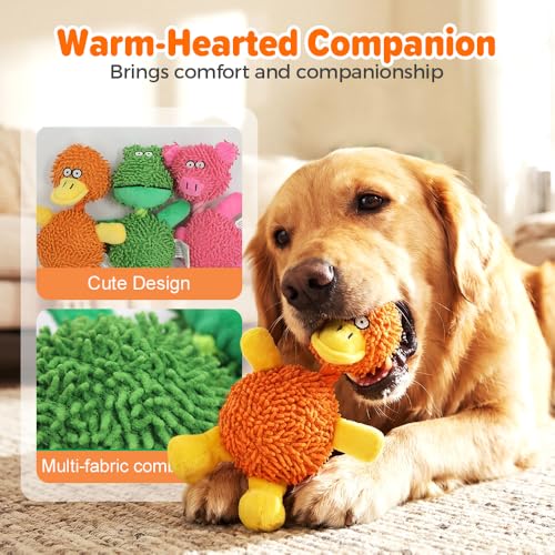 Indestructible Dog Toys, 2026 New Dog Toys for Aggressive Chewers, Stuffed Animal Dog Plush Chewing Toy, Interactive Dog Squeak Toys for Puppy, Small, Medium, Large Dogs (Pink)