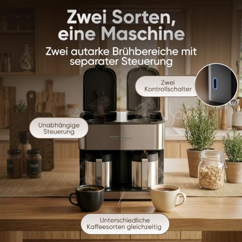 ProfiCook® Doppel Kaffeemaschine mit Kanne | 2,4L | PC KAD 1307 dark inox – Ansicht 5