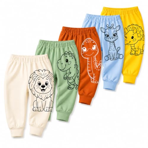 Image of EIO Unisex Cotton Pajama Pants for Boys & Girls Combo Pack | Kids & Baby Soft Sleepwear Pyjamas Combo Pack | Toddler Breathable Nightwear Bottoms
