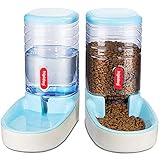 Lucky-M Pets Automatic Feeder and Waterer Set,Dogs Cats Food Feeder and Water Dispenser 3.8L,2 in 1 Cat Food Water Dispensers for Small Medium Big Pets (Blue)