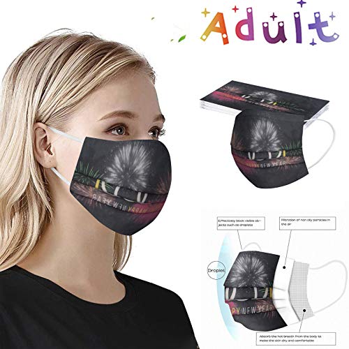 ZQP BEUU 10PCS Adult Outdoor Gear, 2021 Happy New Year Disposable 3-Ply Disposable Face Mack Face Covering Bandana for Outdoor - Image 3