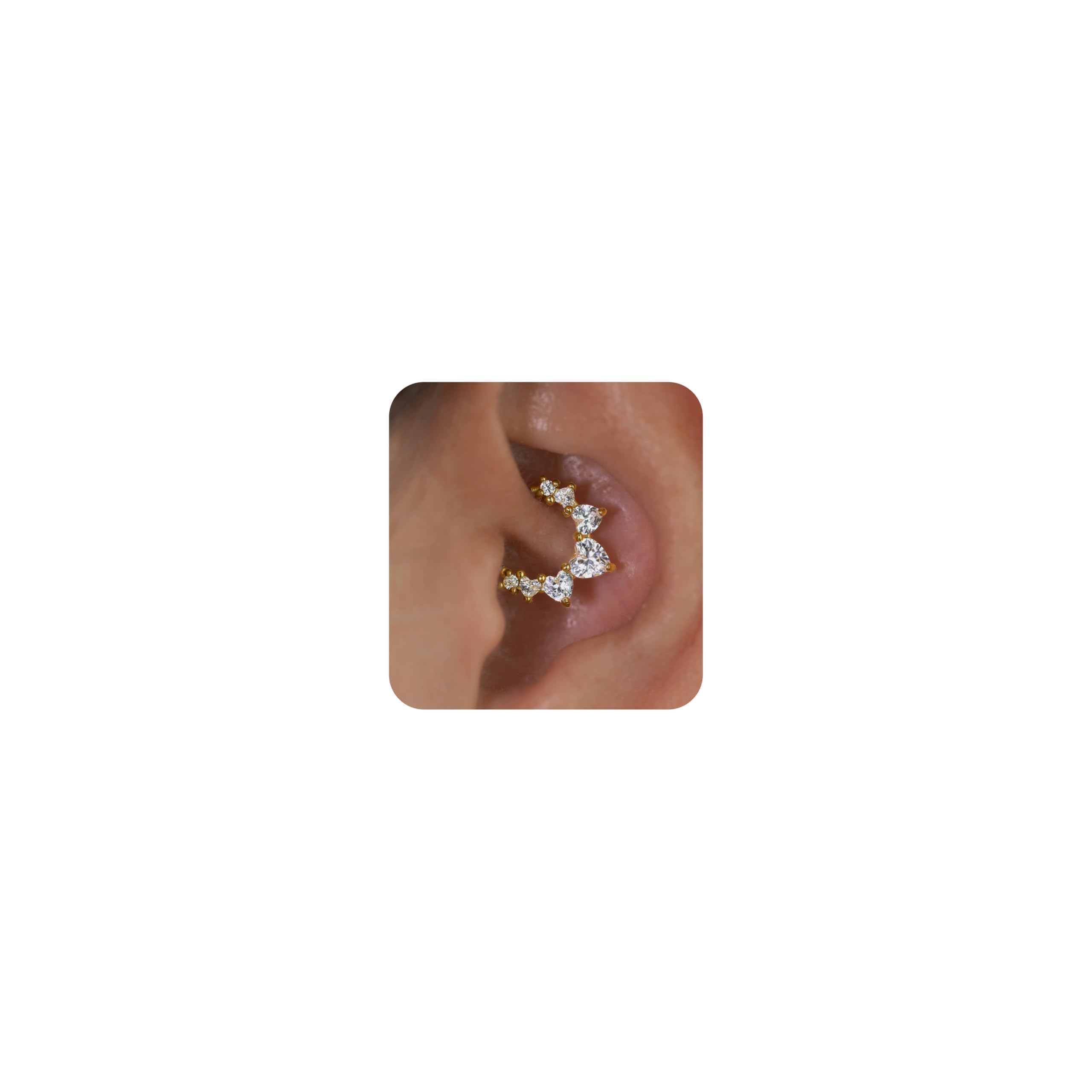 MIYUEFAN Piercing para la nariz para mujer, acero inoxidable, oro y plata, piercing para la nariz, hélix, septum, tragus, conch, piercing labial, nariz, anillos, circonitas, 8 mm/10 mm — view 9