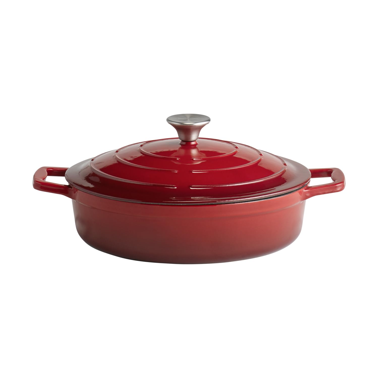 APS 88304 Cazuela con tapa "5 STARS", hierro fundido, apta para inducción, refractaria, incl. soporte para tapa, Ø 28 cm, 3 litros, rojo