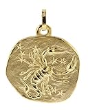 Exzellente Qualität Made in Germany. Der Sternzeichen-Anhänger aus Echt-Gold ist filigran gearbeitet. Sternzeichen erhaben, Rückseite flach, damit der Gold-Anhänger beim Tragen schön anliegt