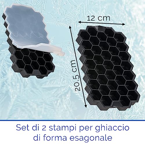 Set da 2 Stampo Ghiaccio in Silicone Con Coperchio Fino a 74 Cubetti di Ghiaccio, Ideale per Cocktail e Bevande Senza BPA - immagine 6