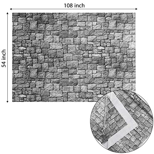 2 Sheets 4.5 X 9 Feet Brick Stone Wall Backdrop Stone Wall Scene Setter Brick Sheet Wallpaper Curtains Door Removable Brick Tablecloth Photo For Winter/Halloween Christmas Party (Grey, Brick) #TOP1