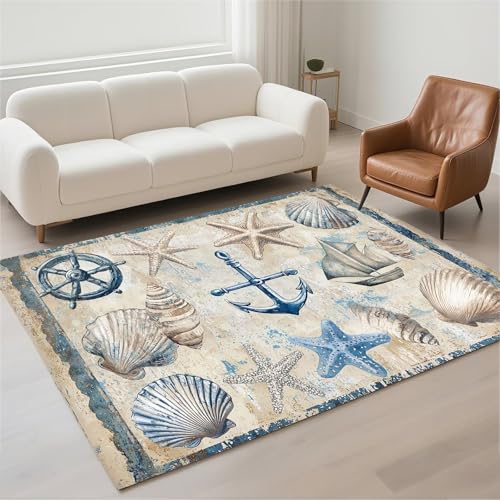 Tapis salon imperméable bouclé 50x80cm Shells 13-1183 moderne et antidérapant - 2