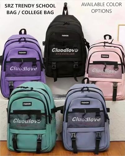 Image of SRZ School Bag College Bag Backpack for women Travel bag Polyester Trendy Stylish Backpack Drawstring Embroidery