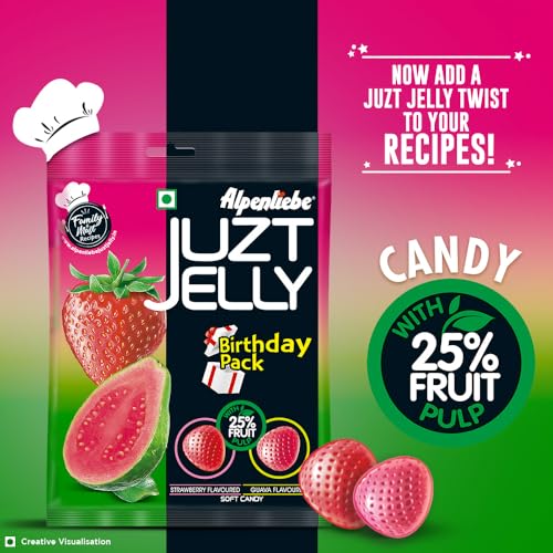 ALPENLIEBE JUZT JELLY Assorted Flavour Birthday Pouch, 333 Grams, Strawberry - Image 10 thumbnail
