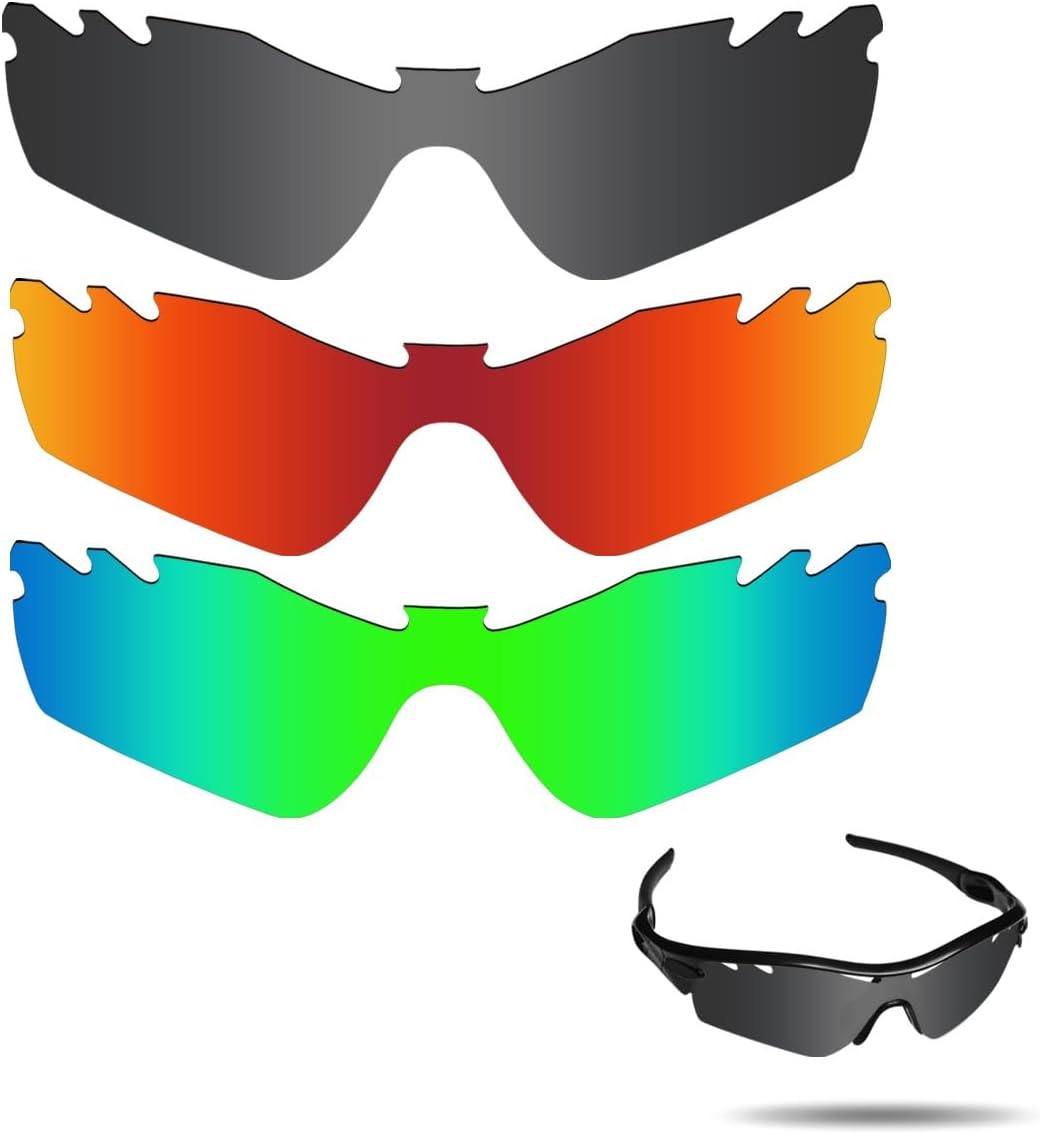 Fiskr Polarized Lenses Replacement for Oakley Radar Path Vented Sunglasses with Impact Resistance, UV Rays Protection and Multifunctional Protection(Green & Red & Black)