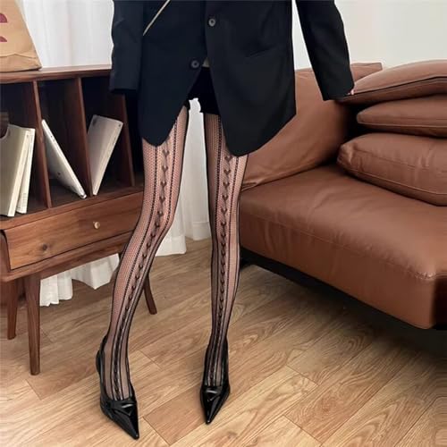 Image of Black Sheer Tights Y2K High Waist Pantyhose with Bows Patterned Stockings for Women