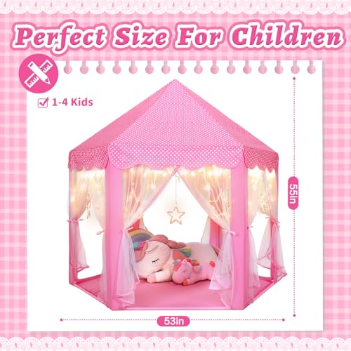 image for Monobeach Princess Castle Play Tent for Girls - Large 55'' x 53'' Play
