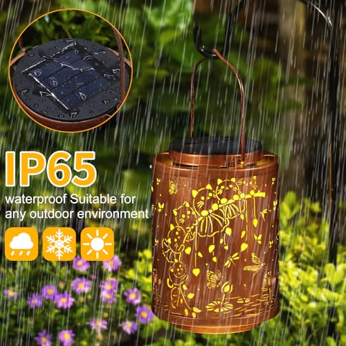 Image of Solar Lanterns Garden Decor Birthday Gifts for Women Mon Grandma Metal Hanging Solar Lights Waterproof Outdoor Decoration for Outside LED Lanterns for Yard Patio Lawn (Cat)
