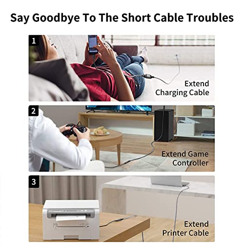 Game-Changer USB 3.0 Extension Cable 10FT+10FT-2pack,5Gbps Data Sync USB Extension Cable USB Type A Male to Female Compatible with Printer, Scanner, Keyboard, Oculus Rift,PS VR,Card... - Image 5