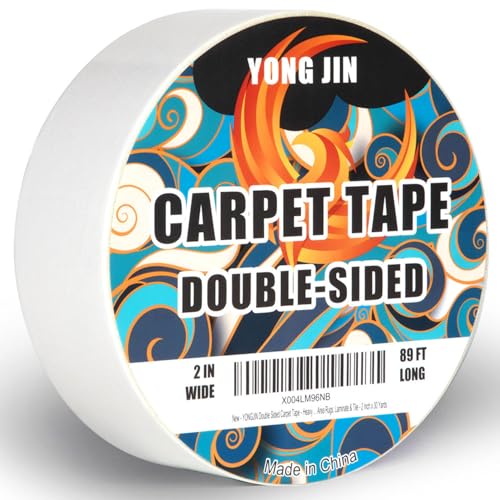 YONGJIN Double Sided Carpet Tape - Heavy Duty Rug Tape Gripper for Hardwood Floors No Damage, Secures Area Rugs, Laminate & Tile (2 Inch x 30 Yards)
