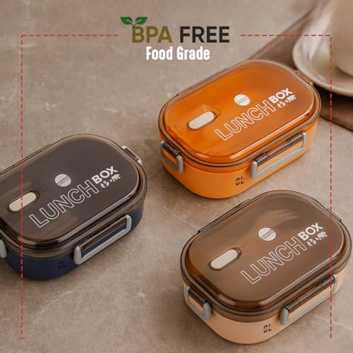Image of FMS Lunch Box for Kids & Adults | BPA-Free Plastic Tiffin Box | Airtight, Leak-Proof Food Storage Container for School, Office, Travel & Snacks | Lightweight Lunch Box | Multicolor