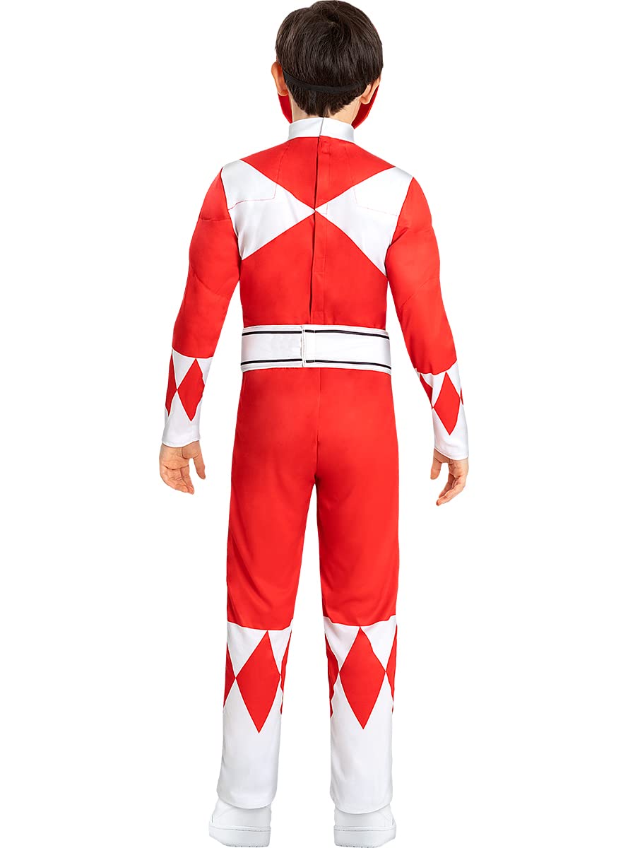 Funidelia Offizielles Roter Power Ranger Kostüm für Kinder, enthält Overall, Gürtel und Halbmaske, Superhelden - Outfit für Kinder für Partys, Karneval und Halloween