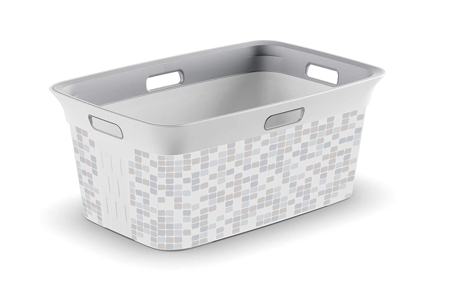Kis Mosaic Chic Laundry Basket, 45L Durable & Stylish with Easy-Carry Handles