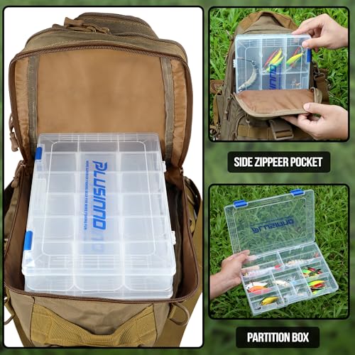 Image of PLUSINNO Fishing Backpack Tackle Bag, Water-Resistant Backpack with Rod Holder, Ideal Gifts for Men