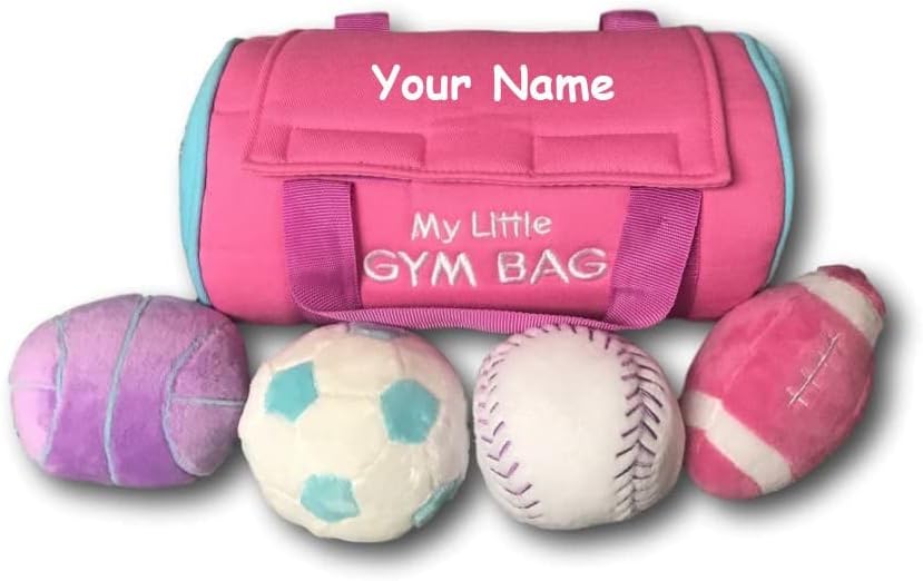 The Trendy Turtle Personalized My Little Gym Bag Plush Stuffed Baby Playset with Mini Plush Sports Balls