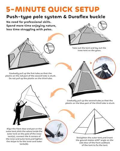 Carpa Teepee para Camping 4-6 Personas Resistente 4 Estaciones miniatura 4